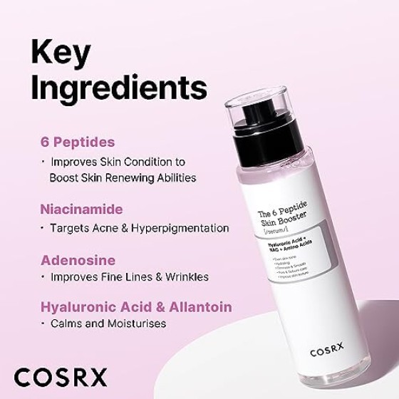 6x Peptide Collagen Boosting Toner Serum 150ml / 5.07 fl oz, Skin Renewal, Facial Serum with Niacinamide and Hyaluronic Acid, Suitable for All Skin Types